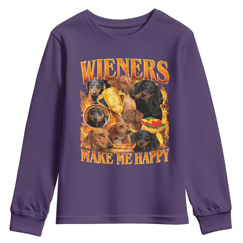 Funny Wiener Dog Youth Sweatshirt Vintage Bootleg Gift For Dachshund Lover - Wonder Print Shop