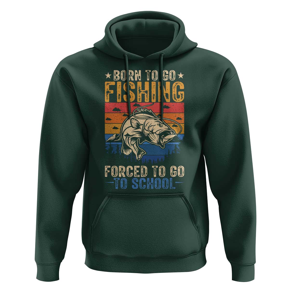 Born to Go Fishing Forced School Hoodie Funny Fishing Fisherman Kids Boys - Wonder Print Shop
