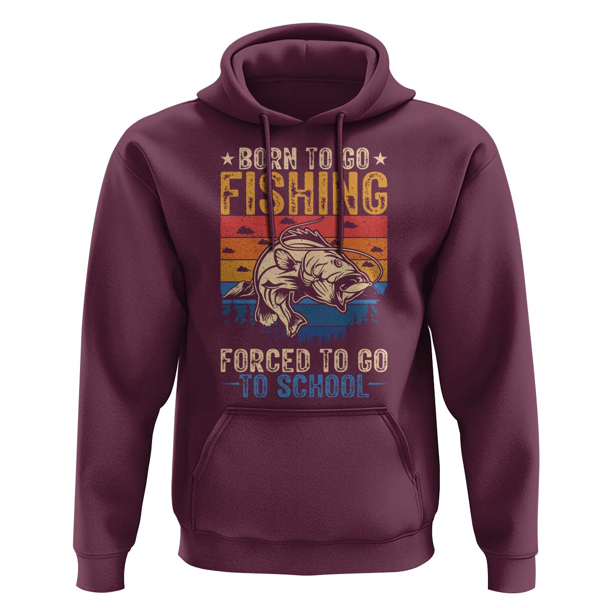 Born to Go Fishing Forced School Hoodie Funny Fishing Fisherman Kids Boys - Wonder Print Shop