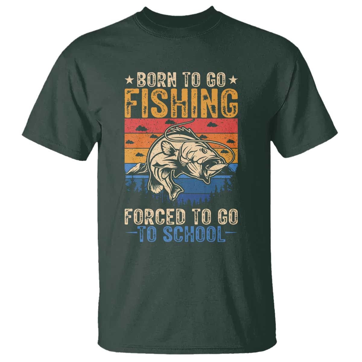 Born to Go Fishing Forced School T Shirt Funny Fishing Fisherman Kids Boys - Wonder Print Shop