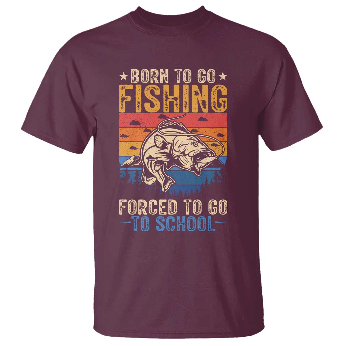 Born to Go Fishing Forced School T Shirt Funny Fishing Fisherman Kids Boys - Wonder Print Shop