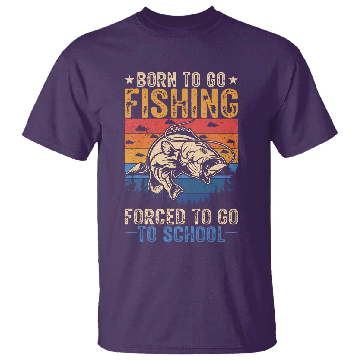 Born to Go Fishing Forced School T Shirt Funny Fishing Fisherman Kids Boys - Wonder Print Shop