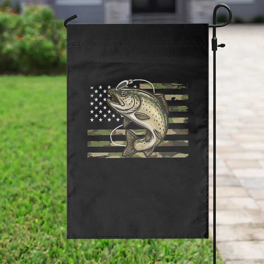 Camo Bass Fishing Garden Flag Patriotic US Flag Fisherman - Wonder Print Shop