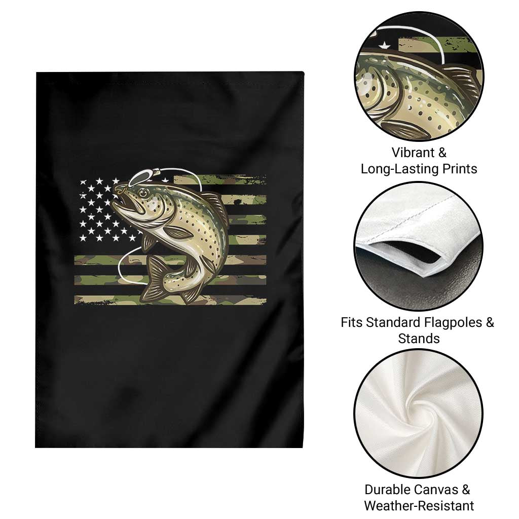 Camo Bass Fishing Garden Flag Patriotic US Flag Fisherman - Wonder Print Shop