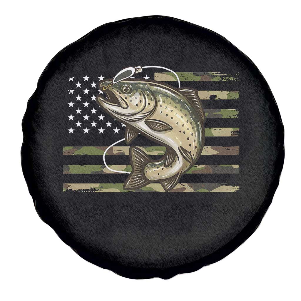 Camo Bass Fishing Spare Tire Cover Patriotic US Flag Fisherman - Wonder Print Shop