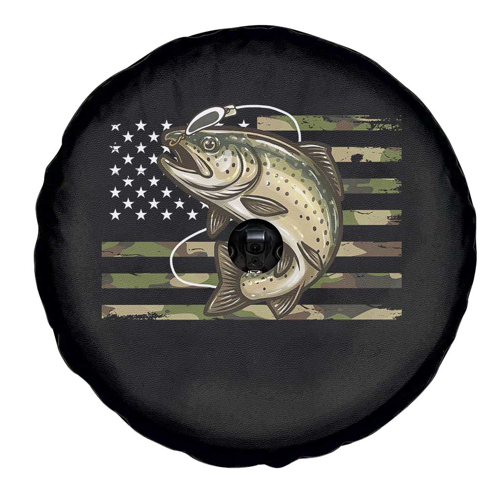 Camo Bass Fishing Spare Tire Cover Patriotic US Flag Fisherman - Wonder Print Shop