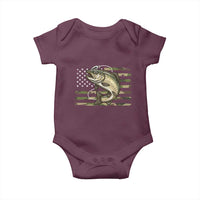 Camo Bass Fishing Baby Onesie Patriotic US Flag Fisherman - Wonder Print Shop
