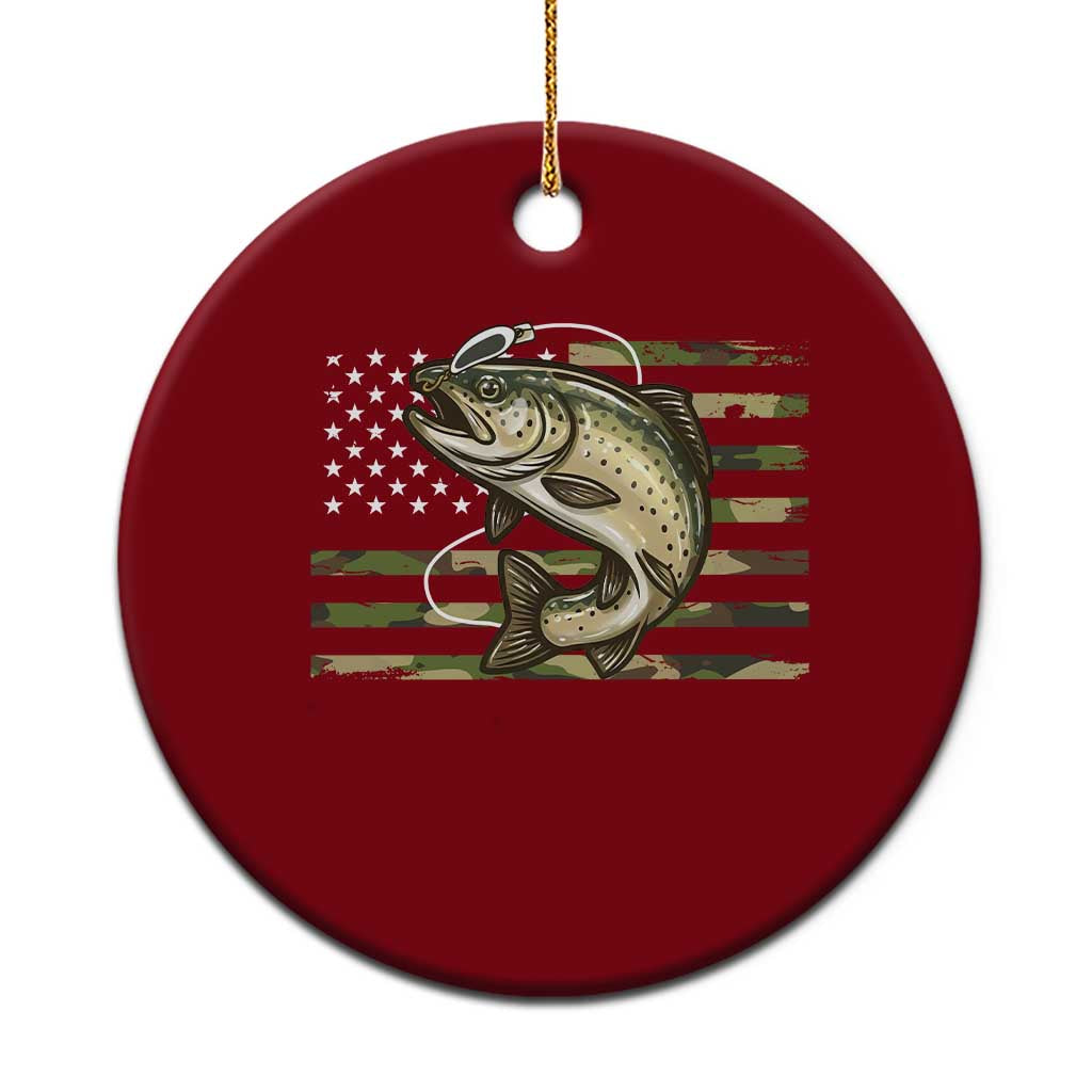 Camo Bass Fishing Ceramic Ornament Patriotic US Flag Fisherman - Wonder Print Shop