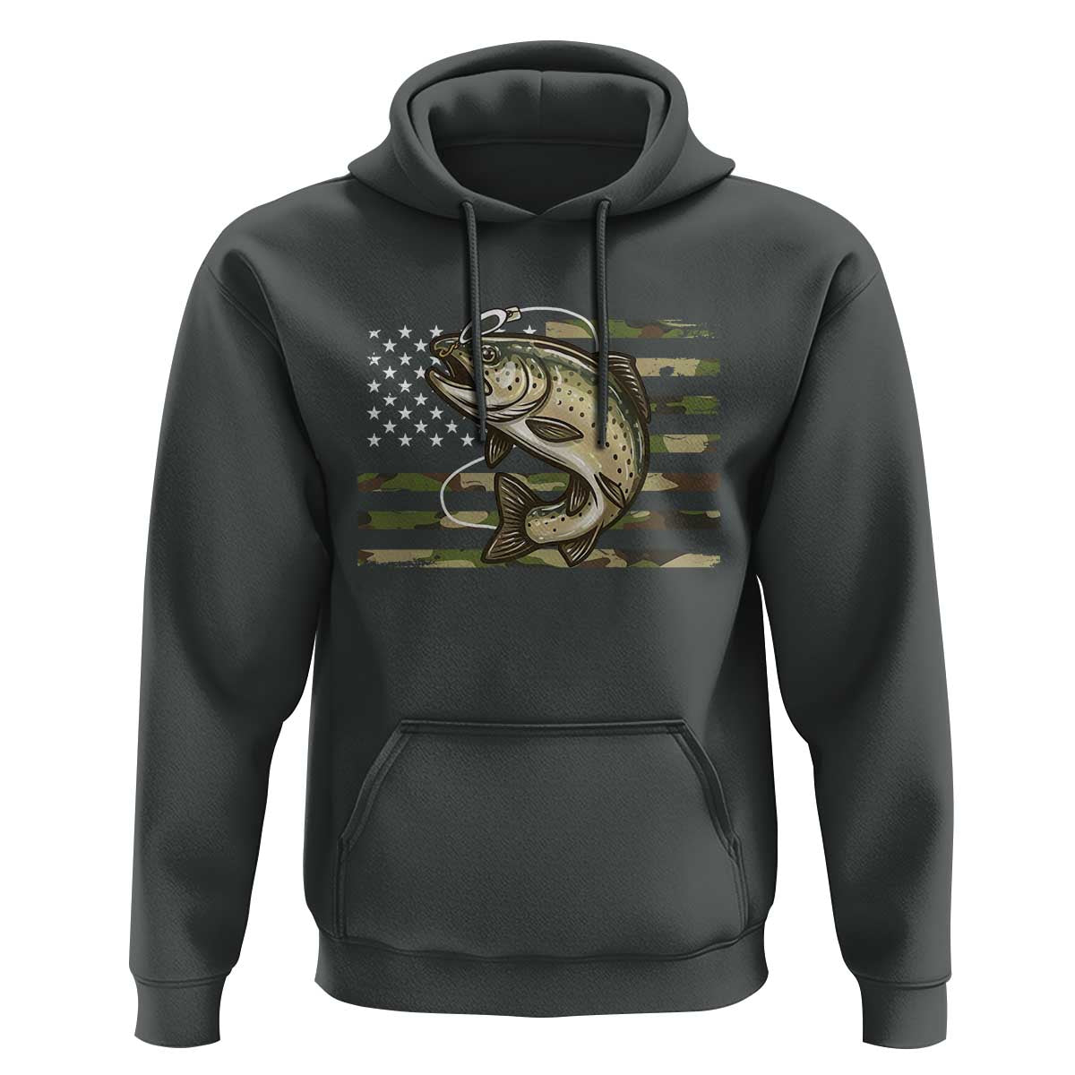 Camo Bass Fishing Hoodie Patriotic US Flag Fisherman - Wonder Print Shop