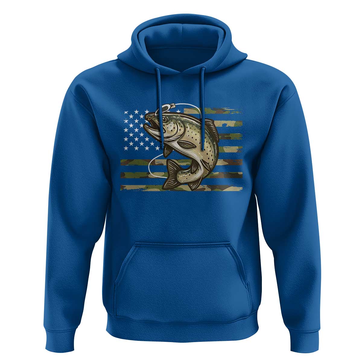Camo Bass Fishing Hoodie Patriotic US Flag Fisherman - Wonder Print Shop