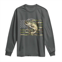 Camo Bass Fishing Long Sleeve Shirt Patriotic US Flag Fisherman - Wonder Print Shop