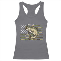 Camo Bass Fishing Racerback Tank Top Patriotic US Flag Fisherman - Wonder Print Shop