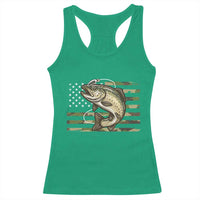 Camo Bass Fishing Racerback Tank Top Patriotic US Flag Fisherman - Wonder Print Shop