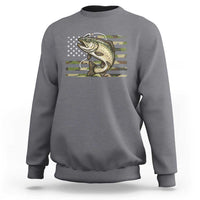 Camo Bass Fishing Sweatshirt Patriotic US Flag Fisherman - Wonder Print Shop