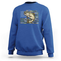 Camo Bass Fishing Sweatshirt Patriotic US Flag Fisherman - Wonder Print Shop