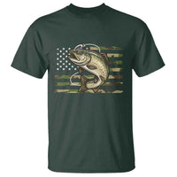 Camo Bass Fishing T Shirt Patriotic US Flag Fisherman - Wonder Print Shop