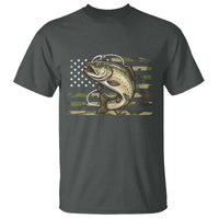 Camo Bass Fishing T Shirt Patriotic US Flag Fisherman - Wonder Print Shop