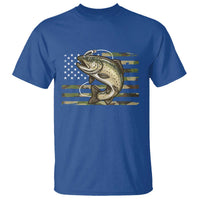 Camo Bass Fishing T Shirt Patriotic US Flag Fisherman - Wonder Print Shop