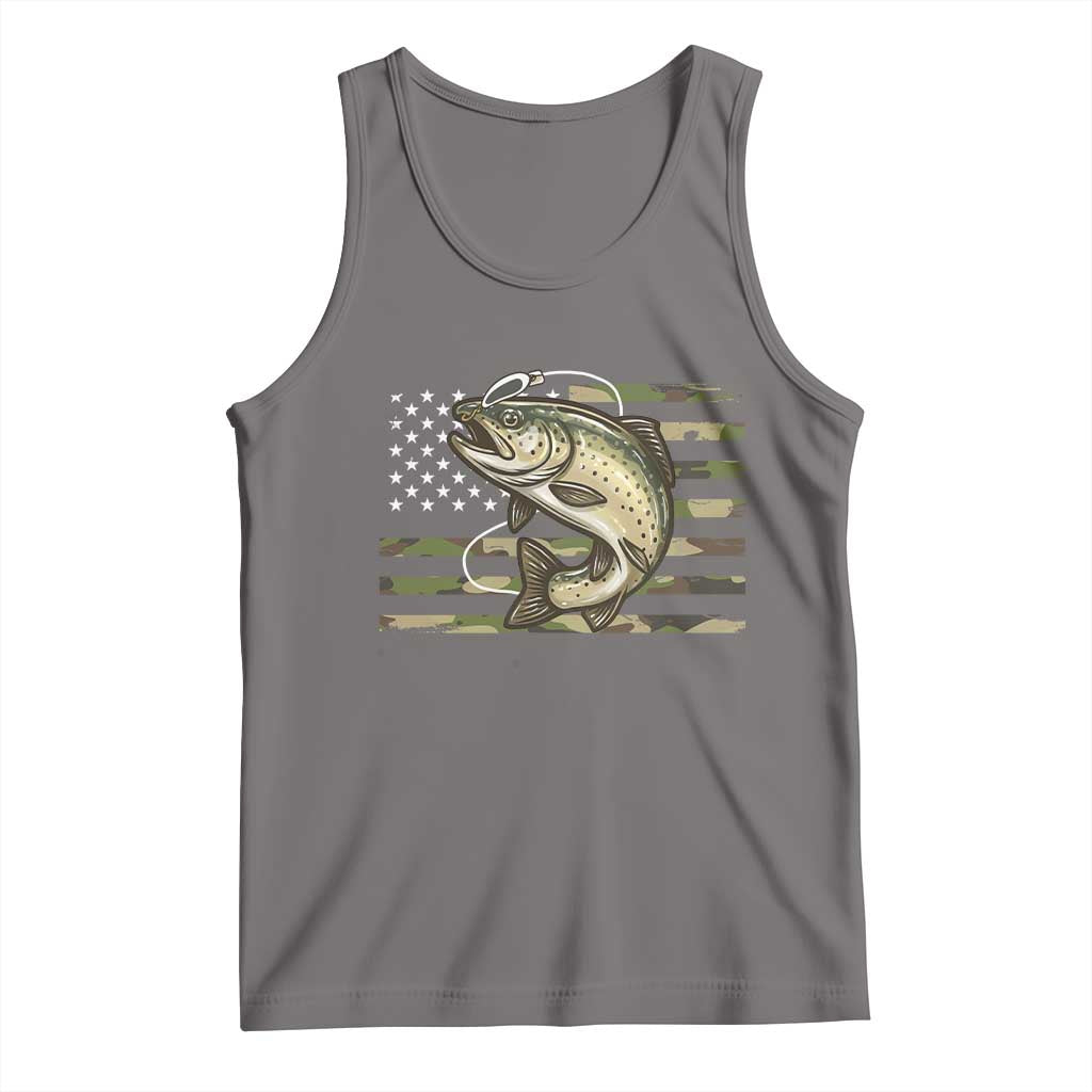 Camo Bass Fishing Tank Top Patriotic US Flag Fisherman - Wonder Print Shop