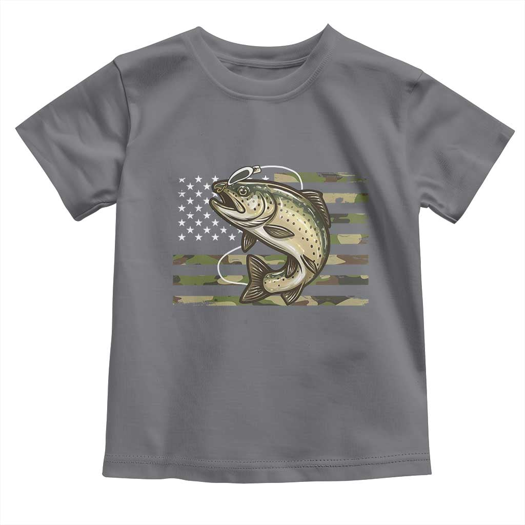 Camo Bass Fishing Toddler T Shirt Patriotic US Flag Fisherman - Wonder Print Shop