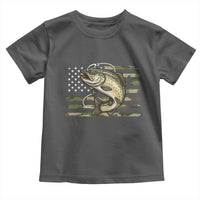 Camo Bass Fishing Toddler T Shirt Patriotic US Flag Fisherman - Wonder Print Shop
