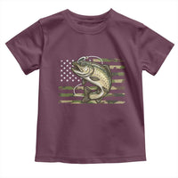 Camo Bass Fishing Toddler T Shirt Patriotic US Flag Fisherman - Wonder Print Shop