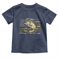 Camo Bass Fishing Toddler T Shirt Patriotic US Flag Fisherman - Wonder Print Shop