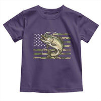 Camo Bass Fishing Toddler T Shirt Patriotic US Flag Fisherman - Wonder Print Shop