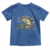 Camo Bass Fishing Toddler T Shirt Patriotic US Flag Fisherman - Wonder Print Shop
