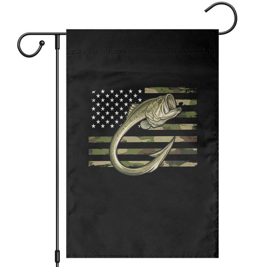 Camo Fish Hook Fishing Garden Flag Patriotic US Flag Fisherman Camouflage Bass Fishing - Wonder Print Shop