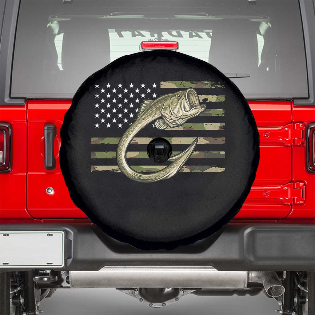 Camo Fish Hook Fishing Spare Tire Cover Patriotic US Flag Fisherman Camouflage Bass Fishing - Wonder Print Shop