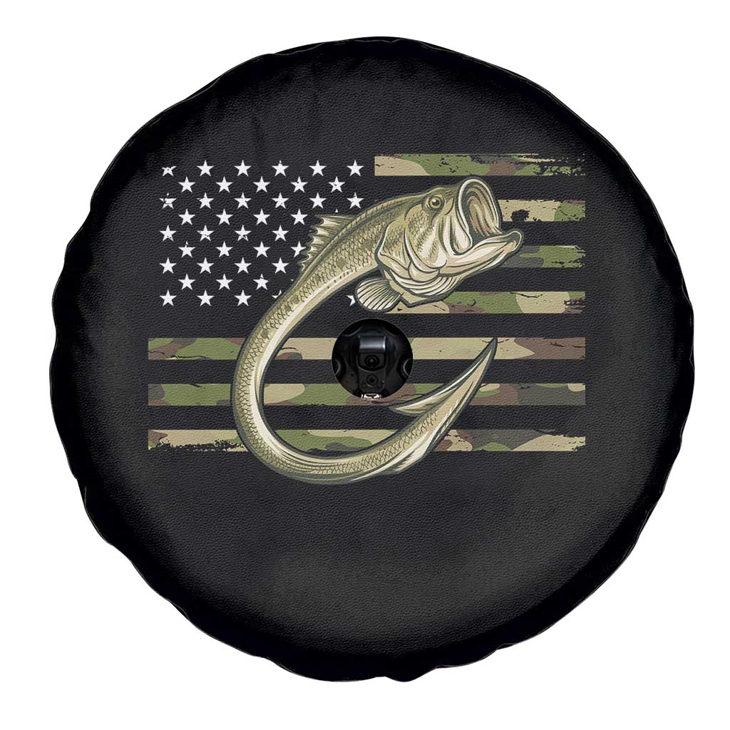 Camo Fish Hook Fishing Spare Tire Cover Patriotic US Flag Fisherman Camouflage Bass Fishing - Wonder Print Shop