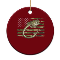 Camo Fish Hook Fishing Ceramic Ornament Patriotic US Flag Fisherman Camouflage Bass Fishing - Wonder Print Shop