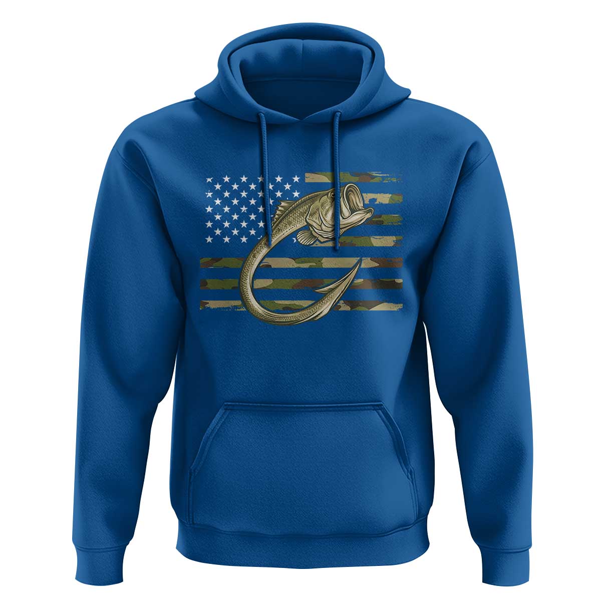 Camo Fish Hook Fishing Hoodie Patriotic US Flag Fisherman Camouflage Bass Fishing - Wonder Print Shop