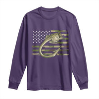 Camo Fish Hook Fishing Long Sleeve Shirt Patriotic US Flag Fisherman Camouflage Bass Fishing - Wonder Print Shop