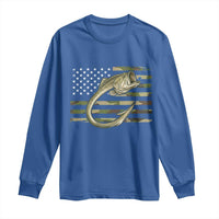 Camo Fish Hook Fishing Long Sleeve Shirt Patriotic US Flag Fisherman Camouflage Bass Fishing - Wonder Print Shop