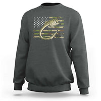 Camo Fish Hook Fishing Sweatshirt Patriotic US Flag Fisherman Camouflage Bass Fishing - Wonder Print Shop
