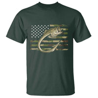Camo Fish Hook Fishing T Shirt Patriotic US Flag Fisherman Camouflage Bass Fishing - Wonder Print Shop
