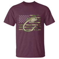Camo Fish Hook Fishing T Shirt Patriotic US Flag Fisherman Camouflage Bass Fishing - Wonder Print Shop