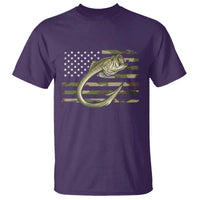 Camo Fish Hook Fishing T Shirt Patriotic US Flag Fisherman Camouflage Bass Fishing - Wonder Print Shop