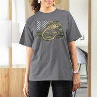 Camo Fish Hook Fishing T Shirt For Women Patriotic US Flag Fisherman Camouflage Bass Fishing - Wonder Print Shop