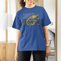 Camo Fish Hook Fishing T Shirt For Women Patriotic US Flag Fisherman Camouflage Bass Fishing - Wonder Print Shop