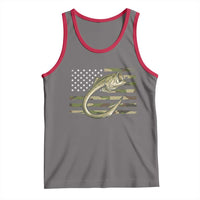 Camo Fish Hook Fishing Tank Top Patriotic US Flag Fisherman Camouflage Bass Fishing - Wonder Print Shop