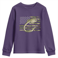 Camo Fish Hook Fishing Youth Sweatshirt Patriotic US Flag Fisherman Camouflage Bass Fishing - Wonder Print Shop