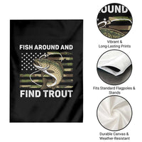 Fish Around and Find Trout Garden Flag Camo Bass Fishing Meme US Flag Punny Pun Dad - Wonder Print Shop