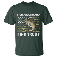 Fish Around and Find Trout T Shirt Camo Bass Fishing Meme US Flag Punny Pun Dad - Wonder Print Shop
