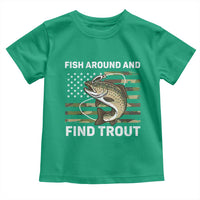 Fish Around and Find Trout Toddler T Shirt Camo Bass Fishing Meme US Flag Punny Pun Dad - Wonder Print Shop