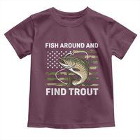 Fish Around and Find Trout Toddler T Shirt Camo Bass Fishing Meme US Flag Punny Pun Dad - Wonder Print Shop