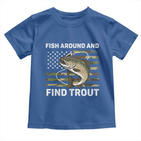 Fish Around and Find Trout Toddler T Shirt Camo Bass Fishing Meme US Flag Punny Pun Dad - Wonder Print Shop