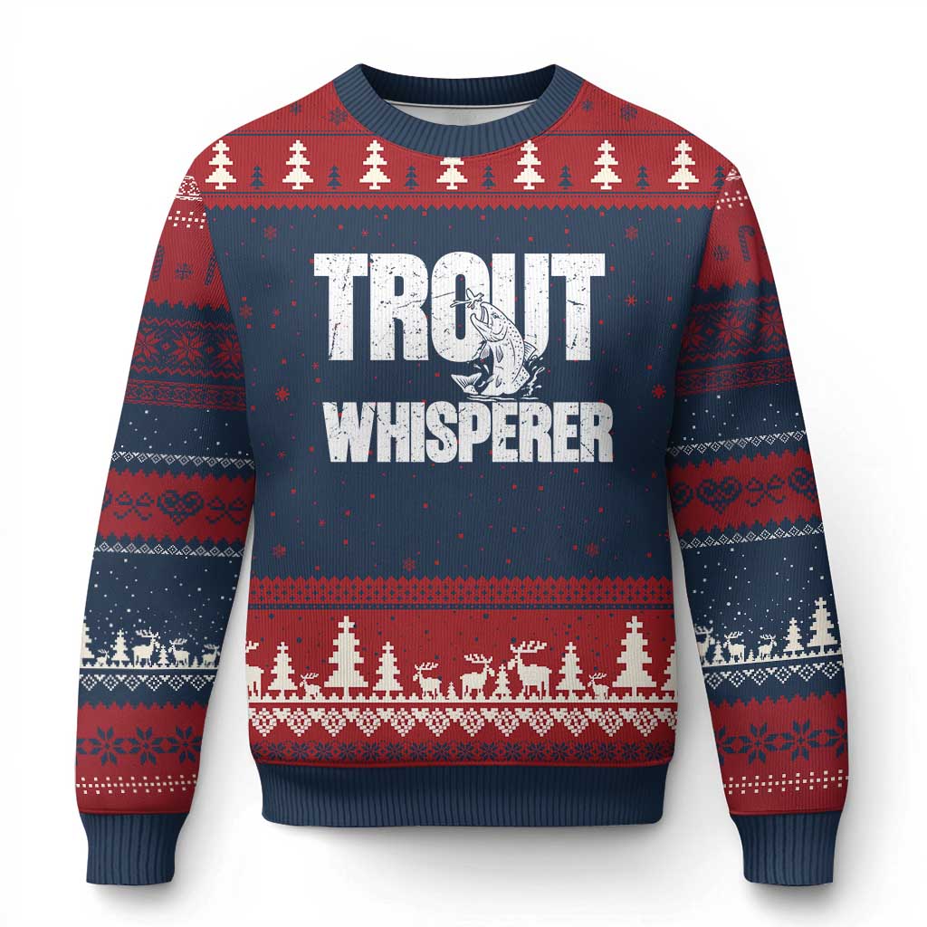 Trout Fishing Ugly Christmas Sweater Funny Fishing Fisherman Trout Whisperer Gift - Wonder Print Shop